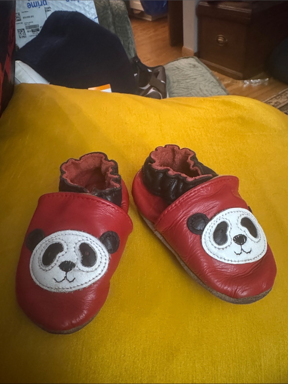 Robeez Red Leather Panda Face Baby Slip-On Shoes